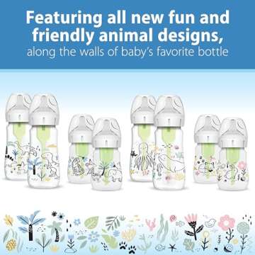 Dr. Brown's Natural Flow® Anti-Colic Options+™ Wide-Neck Baby Bottle Designer Edition Bottles, Dino Decos, 9oz/270mL, Level 1 Nipple, 2-Pack, 0m+