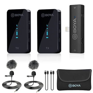 BOYA BY-XM6 S4 Wireless Lavalier Microphone for iPhone iPad, Dual Cordless Clip-on Mic for iOS Video...