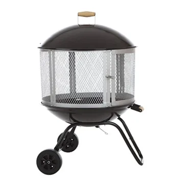 Fire Sense 01471 Bessemer Rolling Fire Pit: Portable 28" Outdoor Fireplace with Wheels & Handle for ...
