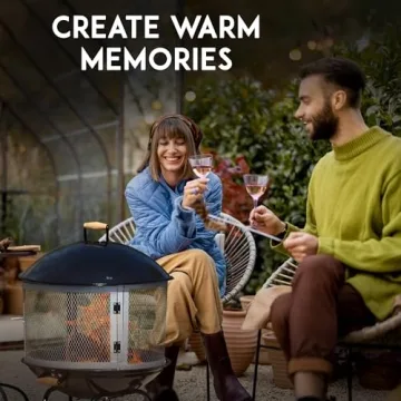 Fire Sense 28" Rolling Fire Pit for Outdoor Enjoyment