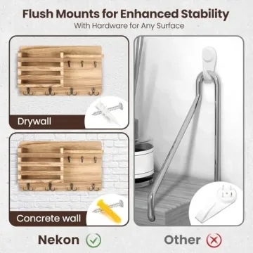 Nekon Mail Holder with Key Hooks - Farmhouse Decor