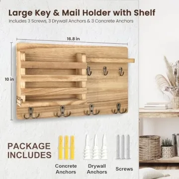 Nekon Mail Holder with Key Hooks - Farmhouse Decor