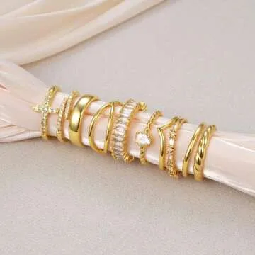 10 PCS Gold Plated Rings Set for Women - Dainty Knuckle Rings