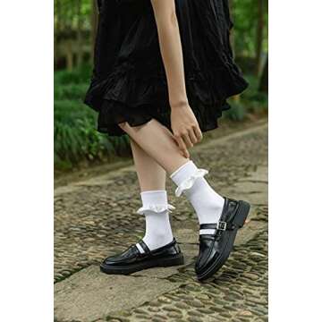 SEMOHOLLI Women Ankle Socks – Pearl Lace Ruffle Frilly Comfortable Design