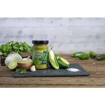 Diablo Vegan Medium Salsa, All Natural Creamy Cilantro Sauce, 12.5 oz bottle, Made Lime Juice, Cilantro, Garlic, & Jalapenos, Free of preservatives, gluten, soy, eggs, and nuts (6-pack)