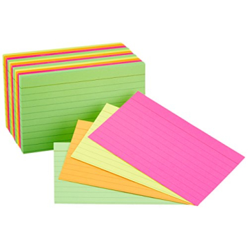 Amazon Basics Neon Ruled Index Flash Cards for Study
