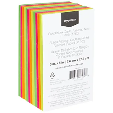 Amazon Basics Neon Ruled Index Flash Cards for Study