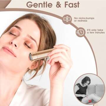 BLIBEE Facial Hair Removal for Women, Rechargeable Hair Removal Device, Painless Face Electric Razor/Shaver for Lip, Arms, Face, Peach Fuzz(Blush)