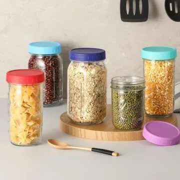 10 Pack Plastic Wide Mouth Mason Jar Lids for Ball, Kerr and More - Multicolor Storage Caps for Mason Jars, Canning Jars - Leak-Proof, Dishwasher Safe & Food Grade