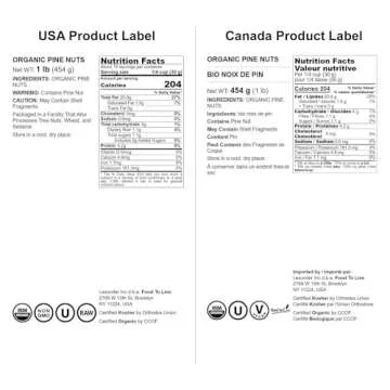 Food to Live Organic Pine Nuts, 1 Pound – Non-GMO, Whole Raw Pignolias, Unsalted, No Shell, Vegan, Kosher, Bulk Snack. Rich in Vitamin E, Protein. Great for Pesto, Salads, Homemade Desserts