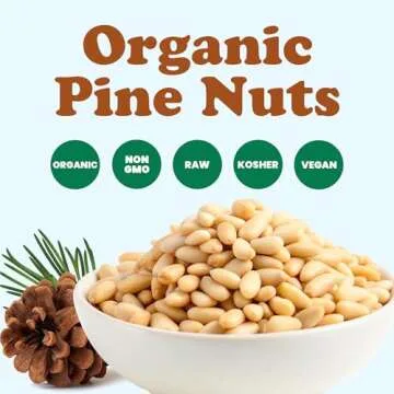 Food to Live Organic Pine Nuts, 1 Pound – Non-GMO, Whole Raw Pignolias, Unsalted, No Shell, Vegan, Kosher, Bulk Snack. Rich in Vitamin E, Protein. Great for Pesto, Salads, Homemade Desserts