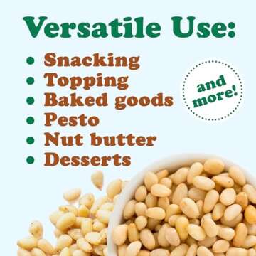 Food to Live Organic Pine Nuts, 1 Pound – Non-GMO, Whole Raw Pignolias, Unsalted, No Shell, Vegan, Kosher, Bulk Snack. Rich in Vitamin E, Protein. Great for Pesto, Salads, Homemade Desserts