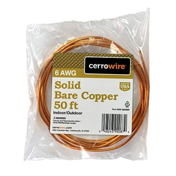 Cerrowire 50-Feet 6 Gauge Bare Copper Wire for Tough Jobs