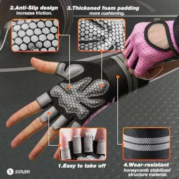 SIMARI Breathable Workout Gloves for Men and Women - Padded Weight Lifting Gloves with Grip and Wris...