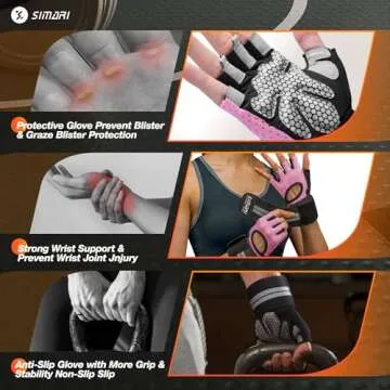 SIMARI Breathable Workout Gloves - Full Palm Protection & Grip