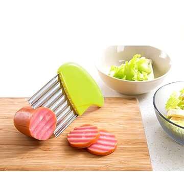 Crinkle Cutter Stainless Steel Potato Carrot Chip Vegetable Crinkle Wavy Chopper Cutter French Fry Slicer