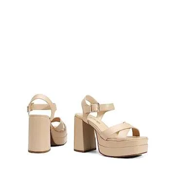 DREAM PAIRS Women's Platform Chunky Heels Square Open Toe Ankle Strap High Heeled Sandals Y2K Shoes for Party Brunch SDHS2330W Nude Size7.5
