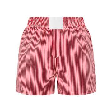 Lounge Plaid Shorts for Women Y2K Elastic High Waist Wide Leg Gingham Boxer Pajama Bottoms Summer Go...