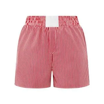 Lounge Plaid Shorts for Women Y2K Elastic High Waist Wide Leg Gingham Boxer Pajama Bottoms Summer Go...