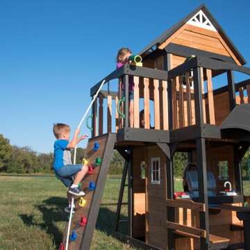 Canyon Creek Cedar Wood Swing Set with Clubhouse and Slide