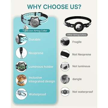 Waterproof Airtag Cat Collar, Breakaway Cat Airtag Collar with Luminous & Reflective Pattern Strap, Lightweight Kitten Collar for Apple Air tag, Hidden Holder for GPS Tracker - Cats, Kittens (9-13")