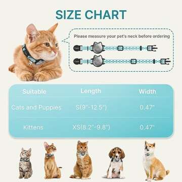 Waterproof Airtag Cat Collar, Breakaway Cat Airtag Collar with Luminous & Reflective Pattern Strap, Lightweight Kitten Collar for Apple Air tag, Hidden Holder for GPS Tracker - Cats, Kittens (9-13")