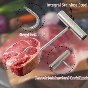 Tinsow Stainless Steel T Hooks - Ultimate Meat Processing Tools