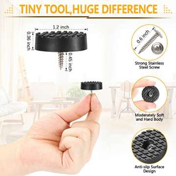 Screw-On Rubber Feet for Furniture - 32PCS Floor Protector for Chair Leg - 1.2" Sturdy Feet for Cutting Board Non Slip - Black Furniture Pad for Hardwood Floor - Durable Furniture Rubber Bumper
