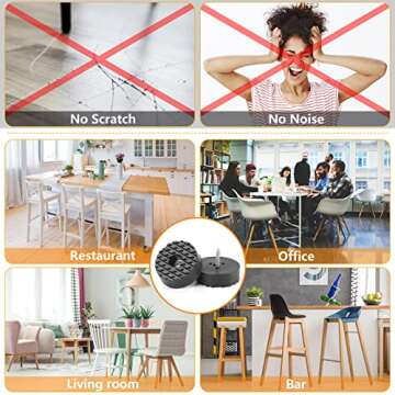 Screw-On Rubber Feet for Furniture - 32PCS Floor Protector for Chair Leg - 1.2" Sturdy Feet for Cutting Board Non Slip - Black Furniture Pad for Hardwood Floor - Durable Furniture Rubber Bumper