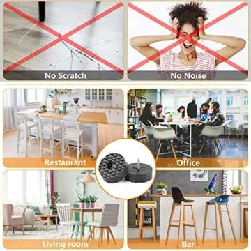 Screw-On Rubber Feet for Furniture - 32PCS Floor Protector for Chair Leg - 1.2" Sturdy Feet for Cutting Board Non Slip - Black Furniture Pad for Hardwood Floor - Durable Furniture Rubber Bumper