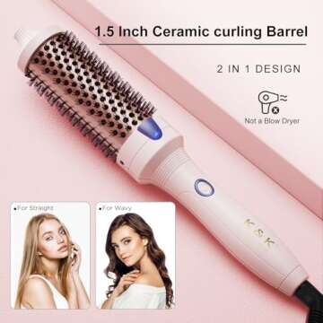 K&K Heated Curling Brush for Effortless Hair Styling