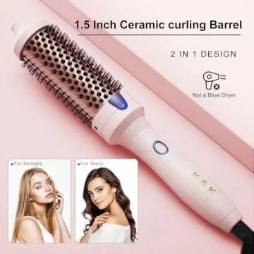 K&K Heated Curling Brush for Effortless Hair Styling
