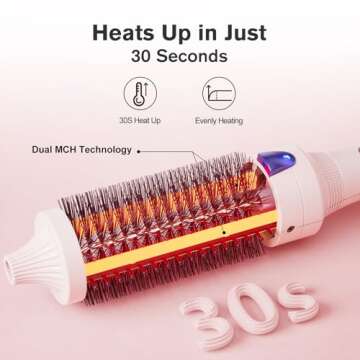 K&K Heated Curling Brush for Effortless Hair Styling