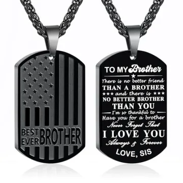 GLITTO Brother Necklace & Dog Tag Gifts for Men