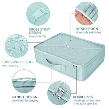 Packing Cubes 8 Sets Travel Luggage Organizers Include Waterproof Shoe Storage Bag Convenient Packin...