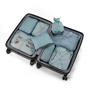 Packing Cubes 8 Sets Travel Luggage Organizers Include Waterproof Shoe Storage Bag Convenient Packing Pouches for Traveller (Blue grey)