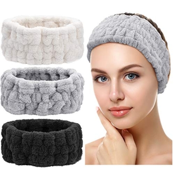 Chuangdi 3 Pieces Spa Headband for Women Facial Makeup Headband Soft Terry Cloth Hairband for Washin...