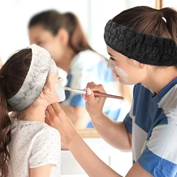 Chuangdi 3 Pieces Spa Headband for Women Facial Makeup Headband Soft Terry Cloth Hairband for Washing Face Mask Spa Shower Gifts(Black, White, Light Grey)