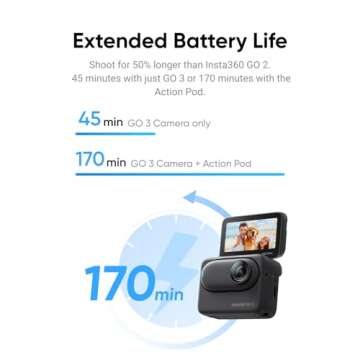 Insta360 GO 3 128GB – Vlogging Camera for Creators, Vloggers with Flip Touchscreen, Small, Light and Portable Action Camera, Hands-Free POV, Mount Anywhere, Stabilization, Remote Preview, Waterproof