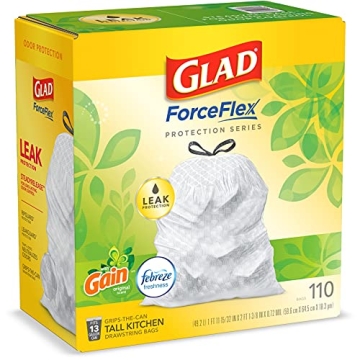 Glad ForceFlex Tall Kitchen Trash Bags, 13 Gal, 110 Ct
