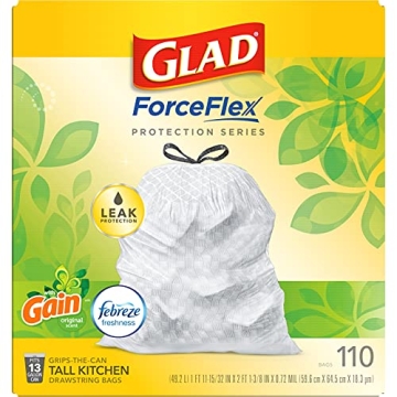 Glad ForceFlex Tall Kitchen Trash Bags, 13 Gal, 110 Ct