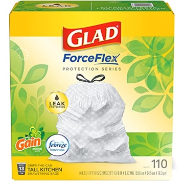 Glad ForceFlex Tall Kitchen Trash Bags, 13 Gal, 110 Ct