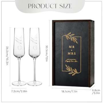 AW BRIDAL Wedding Gifts for Couples Wedding Champagne Flutes, Crystal Mr and Mrs Champagne Flutes Wedding Gift Bridal Shower Gift Anniversary Engagement Gifts for Couples