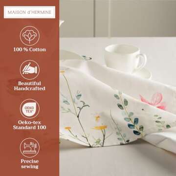 Maison d' Hermine Napkins 20”x20” 100% Cotton Decorative Washable Table Cloth Napkin, Kitchen, P...