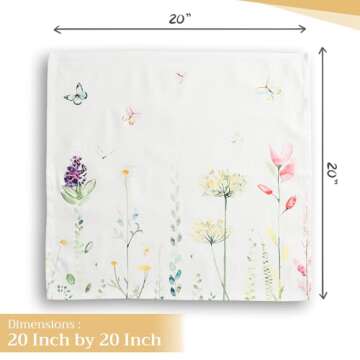 Maison d' Hermine Napkins 20”x20” 100% Cotton Decorative Washable Table Cloth Napkin, Kitchen, Party, Wedding, Restaurant & Camping, Botanical Fresh - Spring/Summer (Set of 4)