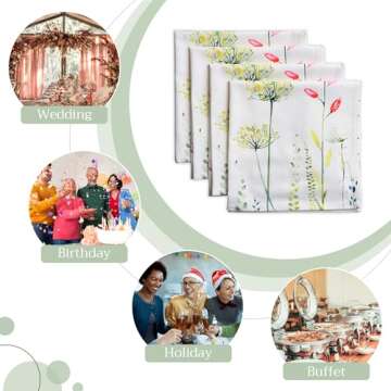 Maison d' Hermine Napkins 20”x20” 100% Cotton Decorative Washable Table Cloth Napkin, Kitchen, Party, Wedding, Restaurant & Camping, Botanical Fresh - Spring/Summer (Set of 4)