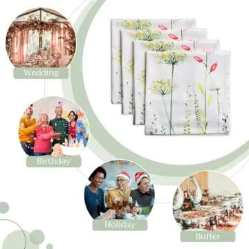 Maison d' Hermine Napkins 20”x20” 100% Cotton Decorative Washable Table Cloth Napkin, Kitchen, Party, Wedding, Restaurant & Camping, Botanical Fresh - Spring/Summer (Set of 4)