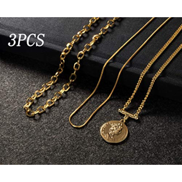 18K Gold Plated Layered Necklaces Vintage Modern Style