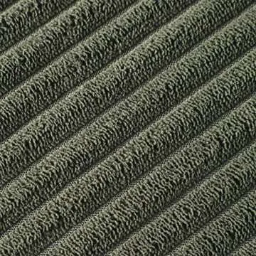 Fancy Homi 2 Pack Olive Green Lumbar Decorative Throw Pillow Covers 12x20 Inch with Pom-poms for Couch Bedroom Sofa, Soft Corduroy Solid Rectangle Cushion Case 30x50 cm, Farmhouse Boho Home Decor