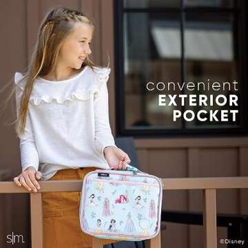 Simple Modern Disney Kids Lunch Box for School | Reusable Insulated Lunch Bag for Toddler, Girl, and Boy | Meal Containers with Exterior & Interior Pockets | Hadley Collection | Princess Rainbows